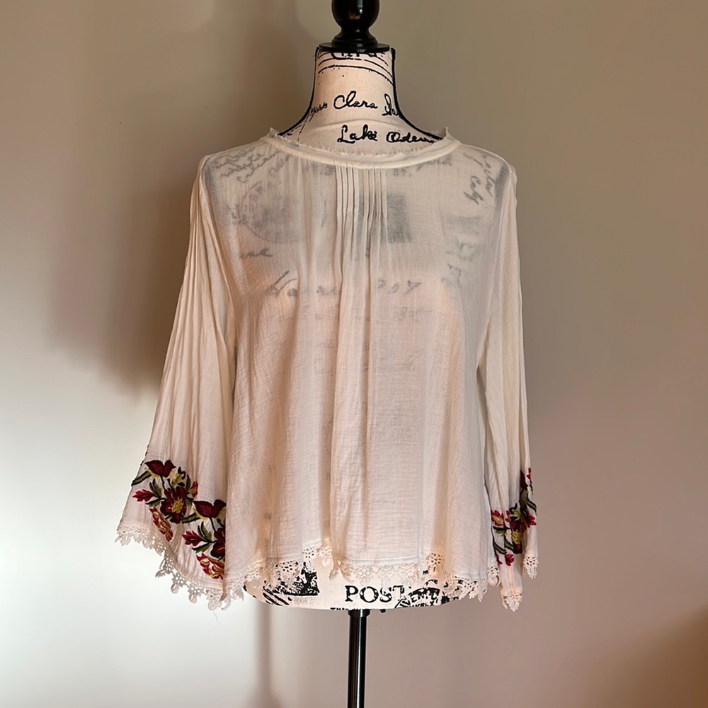 Velvet Long Bell Sleeve Blouse